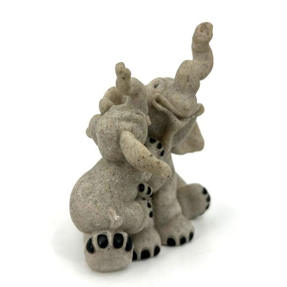 Quarry Critters Evian & Ella Elephant Figurine Second Nature 56508 Vintage 2001 - Picture 2 of 8